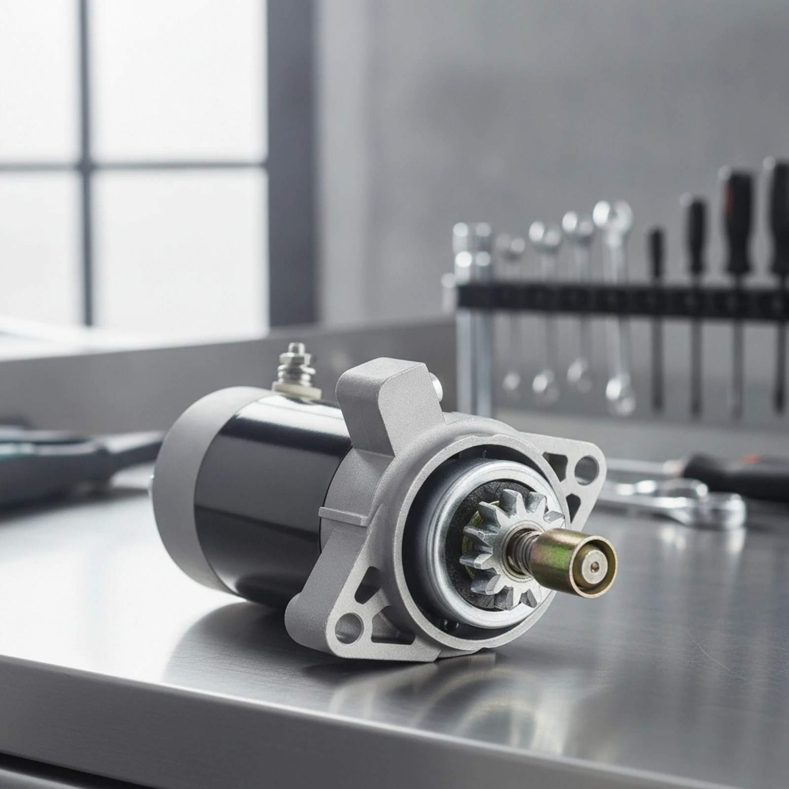 Starter Motor with Geared Drive Shaft Four-Stroke Marine Starter Motor OEM Compact for Boat Owners