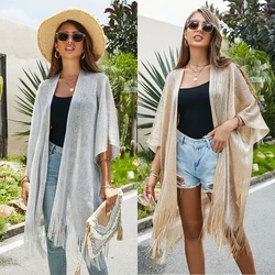 Women's Tops Loose Tassels Coverups Beach Swim Bikini Kimono Cardigan Bathing Suit Cover Ups Blouse for Swimwear Resort Wear