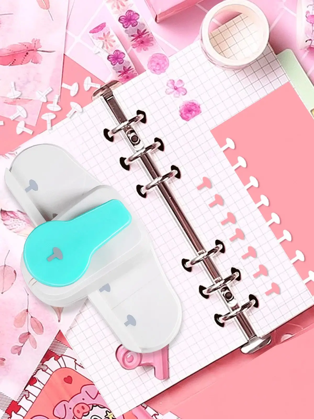 ルーズリーフバインダータブプランナーペーパーカッターマッシュルームホールパンチャー4mmフォルダーノートブックポータブルa3 a4 a7 DIYタブインデックスペーパー