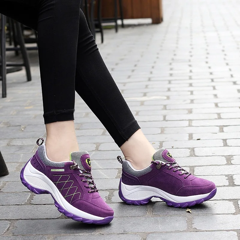 Women\'s Sports Shoes 2023 Fall Thick Cushion Heightening Casual Running Shoes Non-Slip Comfortable Hiking Shoes for Women