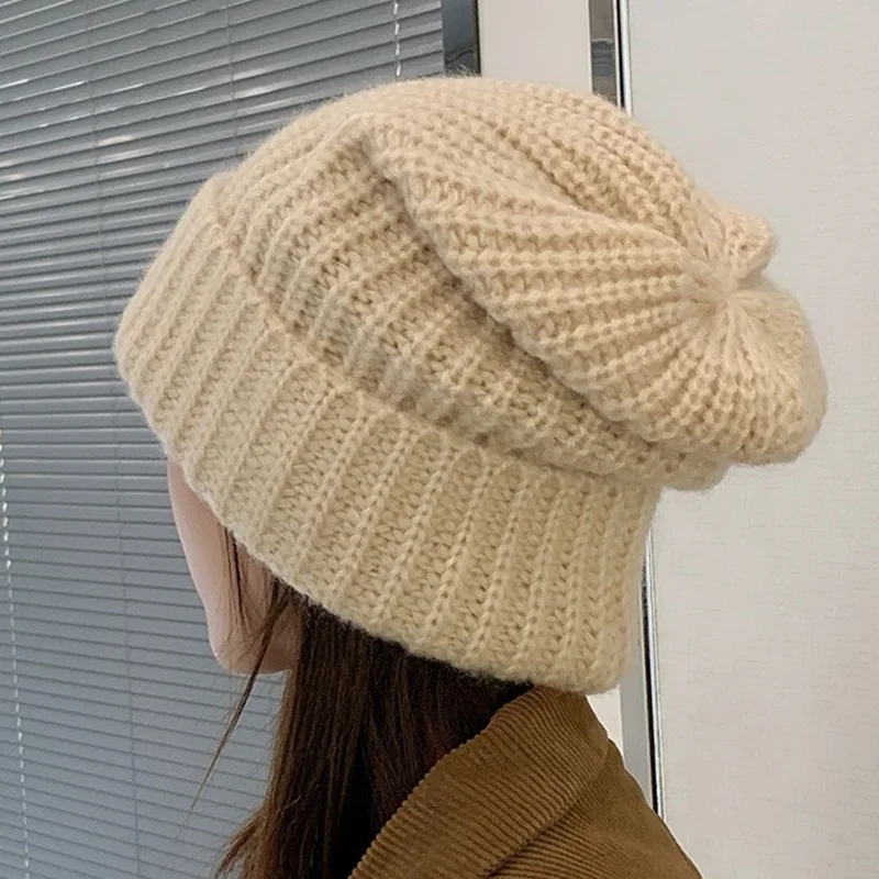 Spring Autumn Loose Knitted Beanies Ear Protection Fashion Caps Korean Version Outdoor Fashion Hats for Women Bonnet Femme