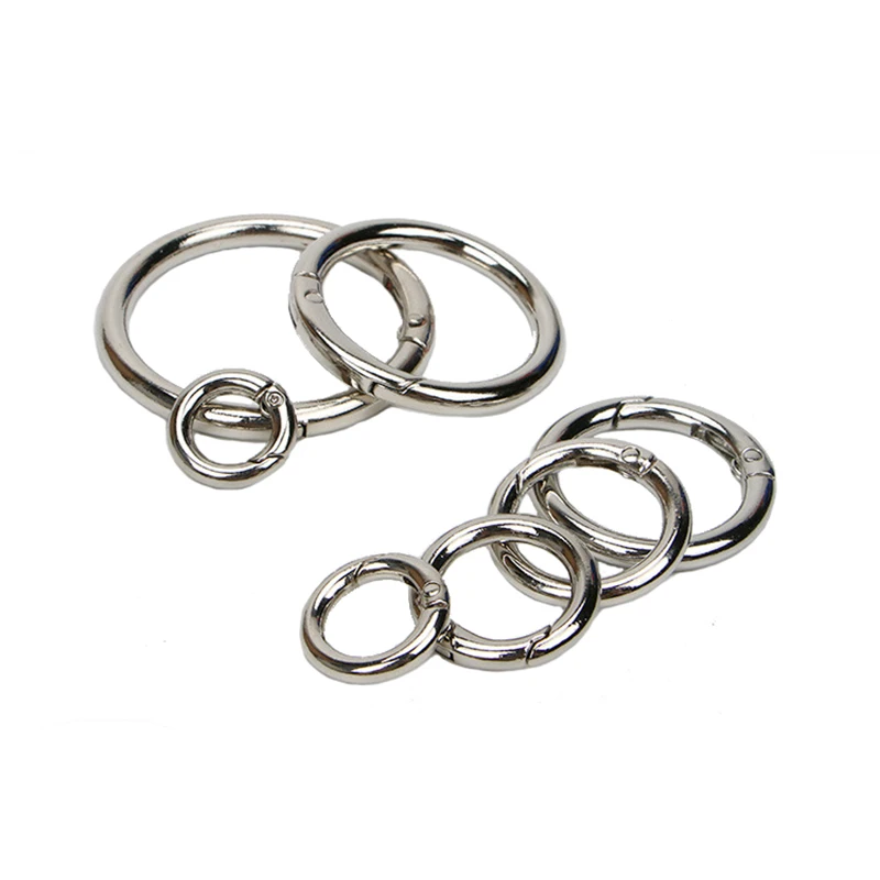 10pcs Spring O Rings Round Carabiner Snap Clip Trigger Spring Keyrings Buckle O Ring for Bags Purse Shoulder Strap Buckle