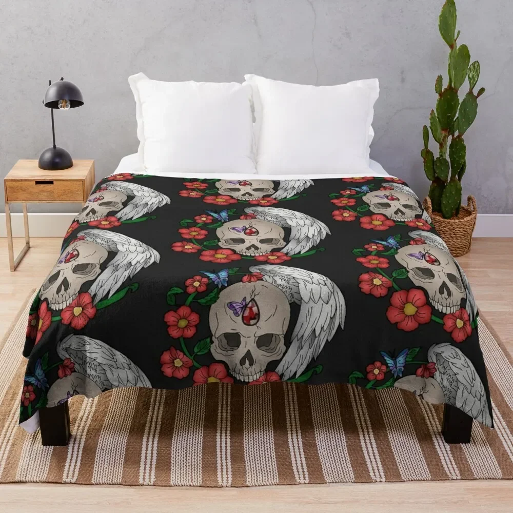 

Skull & Wings Throw Blanket heavy to sleep Thermals For Travel Comforter Summer Blankets