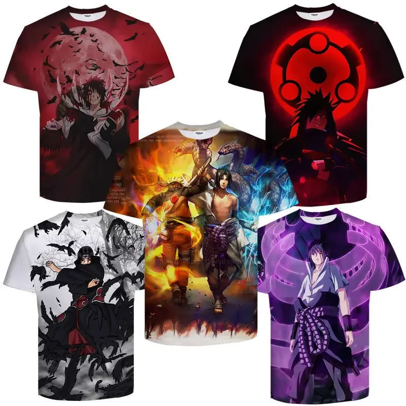 Summer Hot Selling Cosplay Naruto Anime Cool Peripheral 3D Digital Printing Sports Casual Short Sleeved T-shirt