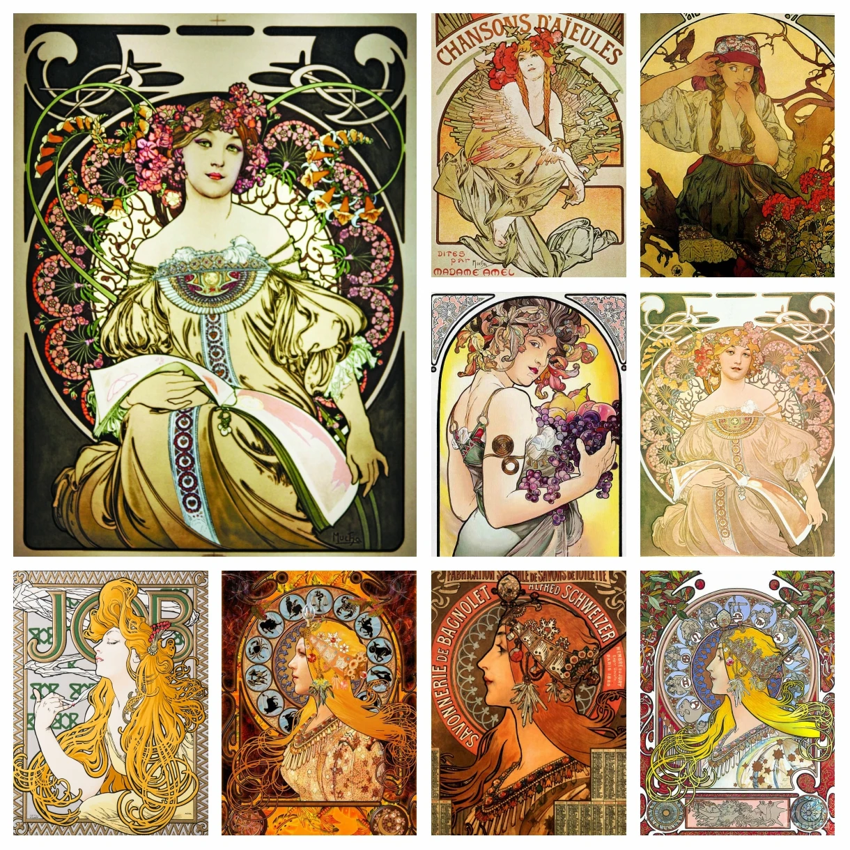 Полный дрель Альфонс Мария Муча картина набор для алмазной вышивки классический стиль барокко искусство вышивка крестиком картина мозаика домашний декор