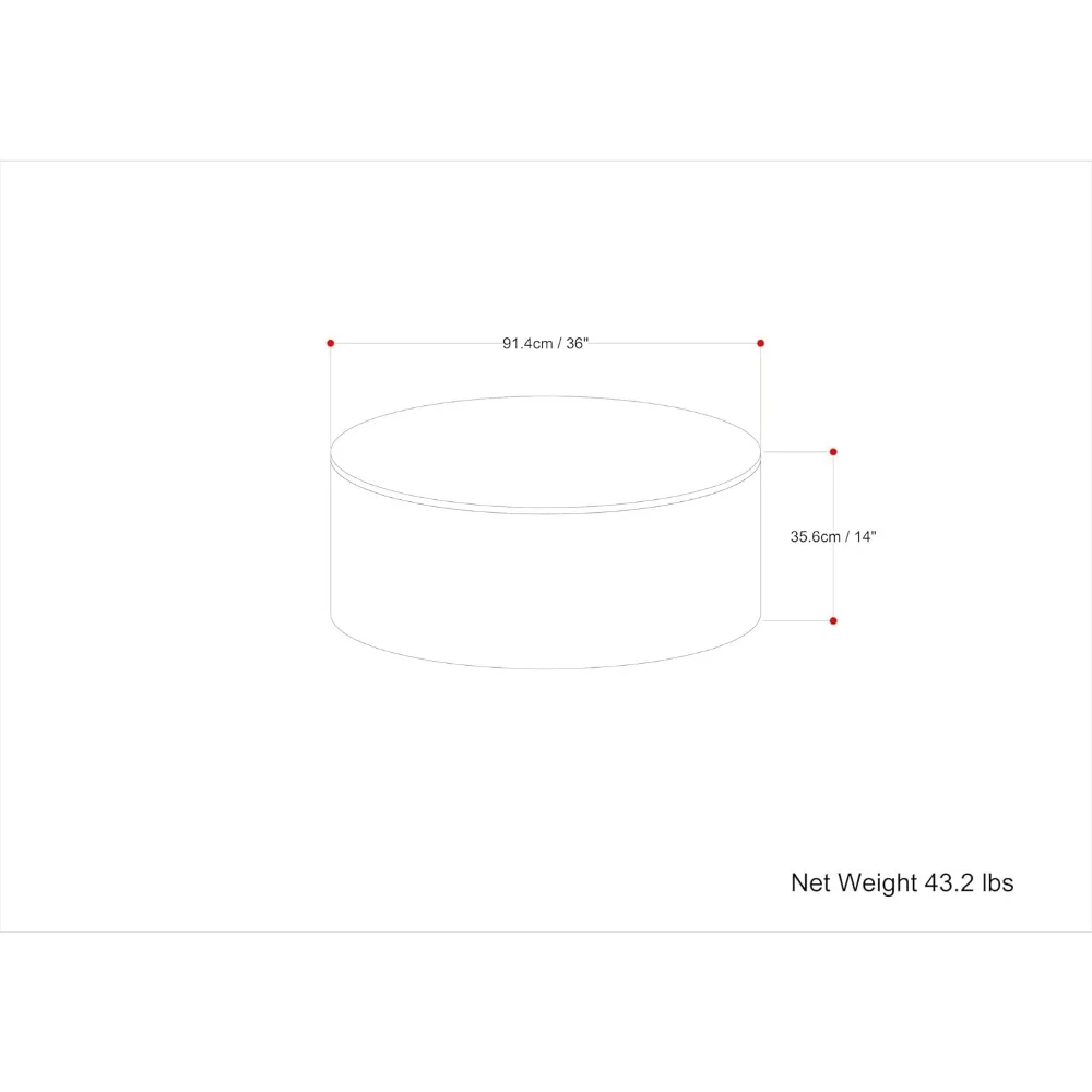 거실용 커피 테이블, 36인치 원형, 견고한 망고 나무 드럼 디자인 조립, 커피 테이블