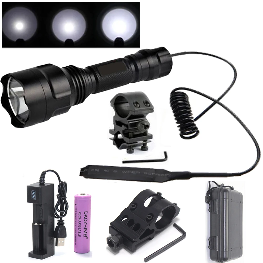 Super Bright 5000 lumens Tactical Led Flashlight 5-Mode Camping Hunting Torch outdoors Flash Light +18650 battery +Charger