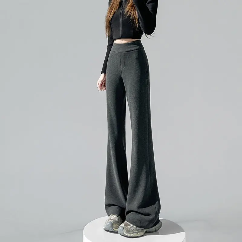 Pantaloni a gamba larga a vita alta Ele Autunno Inverno Nuovi pantaloni lunghi fino al pavimento in lana acetata foderata Sle Fce da donna