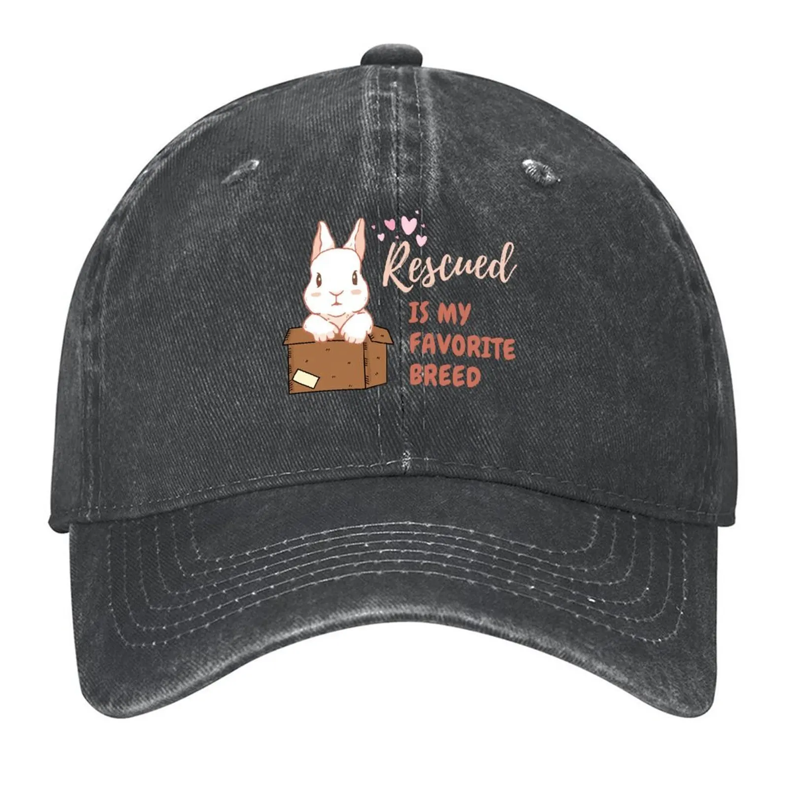 

Rescued Is My Favorite Breed Adopt Rabbit Pet Caretaker Vet Baseball Cap hiking hat Vintage hats on offer Women Caps Men's
