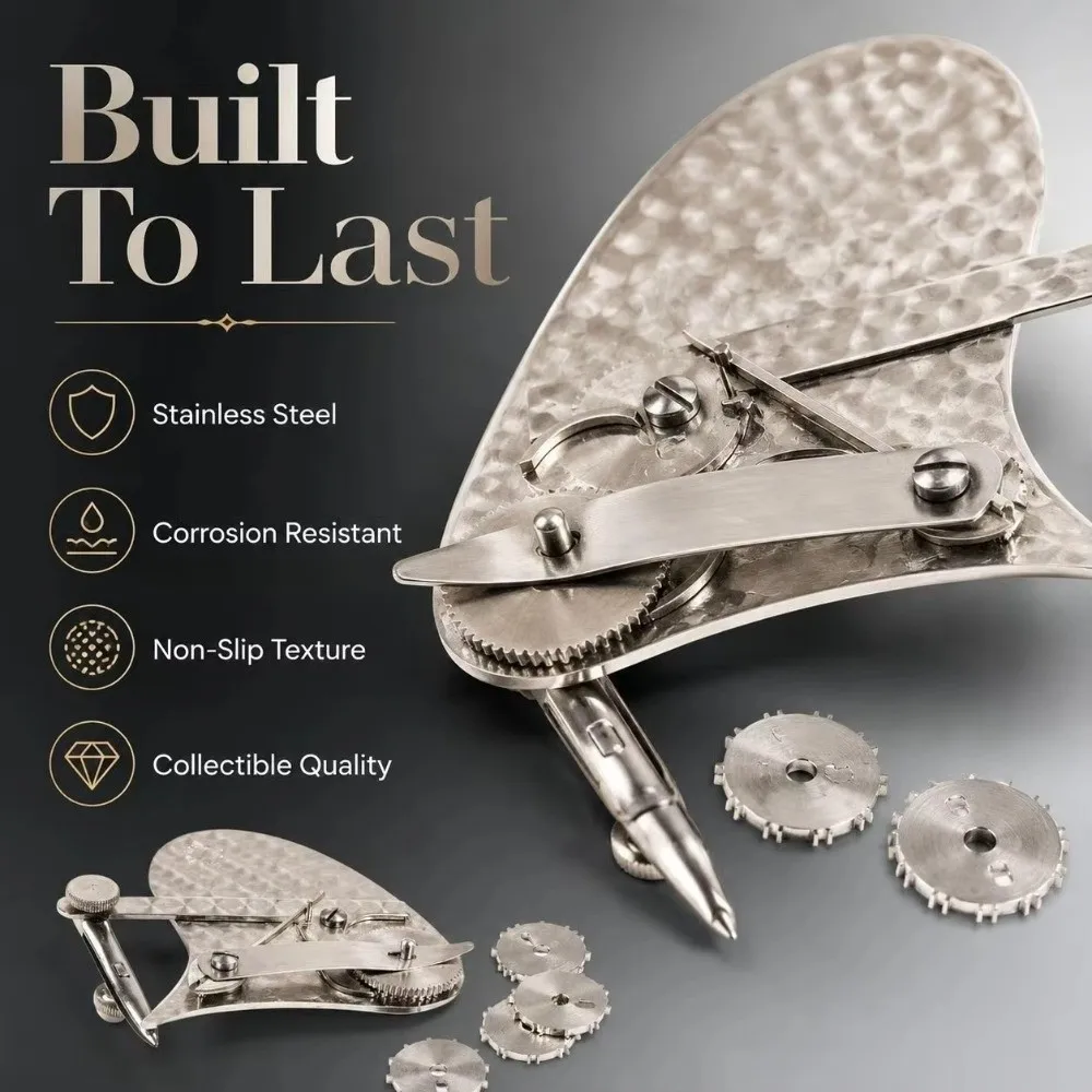 Dual Mode Mechanical Gear Train Ruling Pen Hand-hammered Texture Interchangeable Roller Wheel Dotting Pen Set Dashed Lines Pen