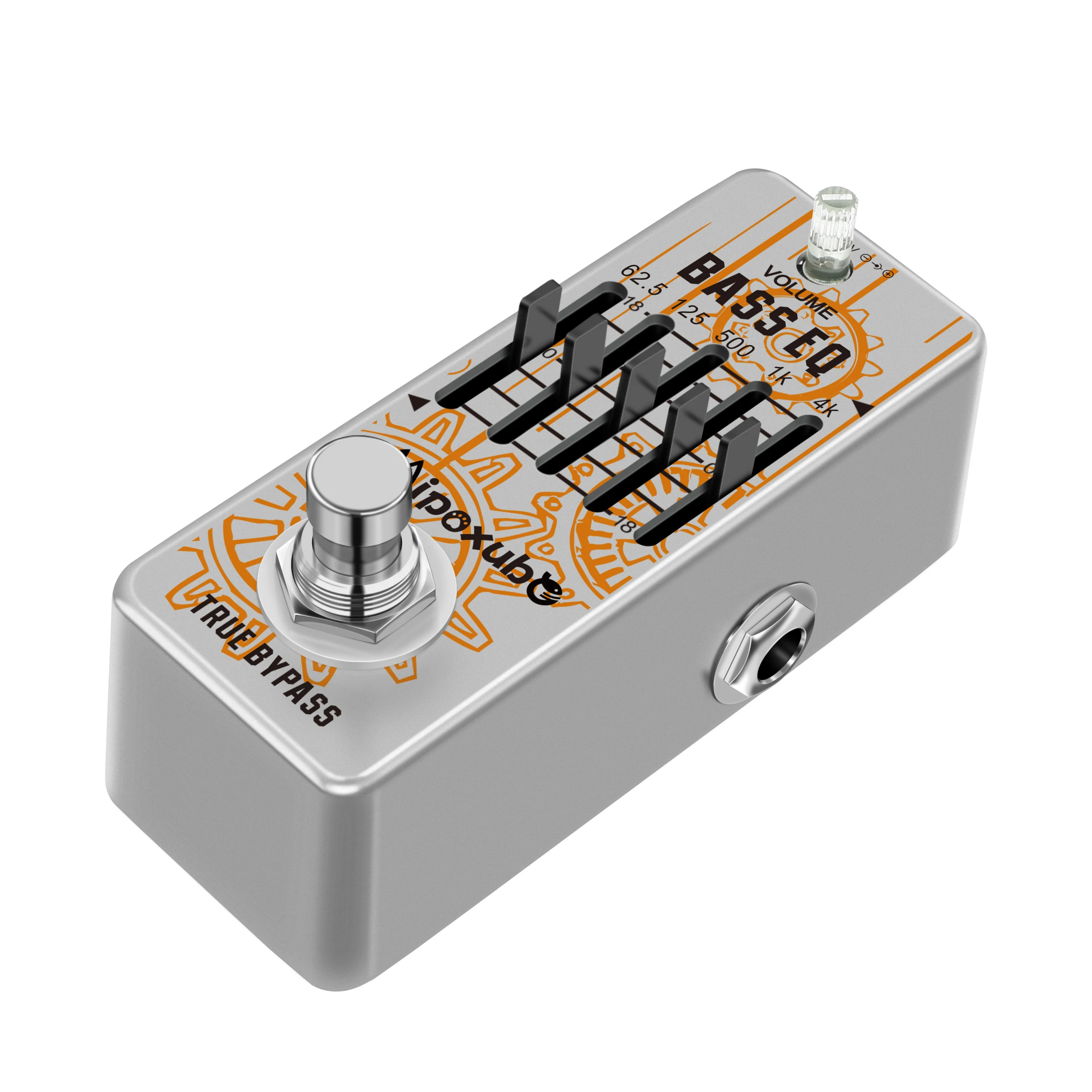 Mipoxube Bass Equalizer Pedals Bass EQ Effects Pedals 5 Band Graphic Mini Size Stompbox Metal Case True Bypass EQ-B5 Silver