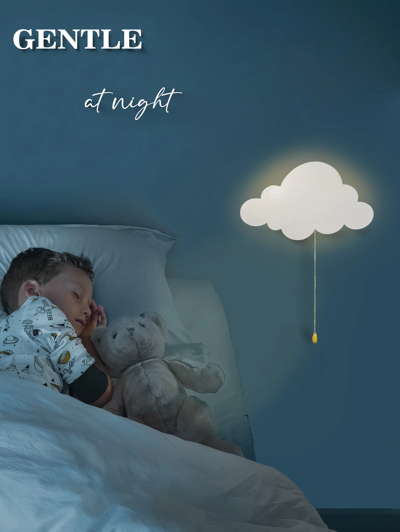 Cloud Light - مصابيح حائط سحابة عائمة لغرف الأطفال وغرف نوم الأطفال | أضواء ليلية معلقة تعمل بالبطارية #4