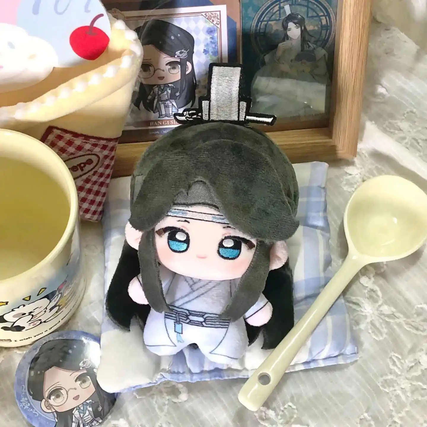 10cm 魔道祖師 コットン人形キーホルダー 藍忘塵 金光耀 プリントぬいぐるみ アニメキャラクターストラップコレクション 誕生日プレゼント