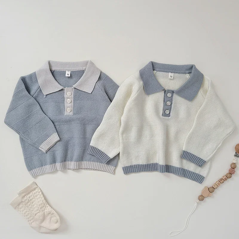 2026 ربيع جديد الوليد الطفل بنات بنين سترة الاطفال طويلة الأكمام بلوفر مغزول القمم الكورية نمط 0-3 سنوات ملابس الأطفال