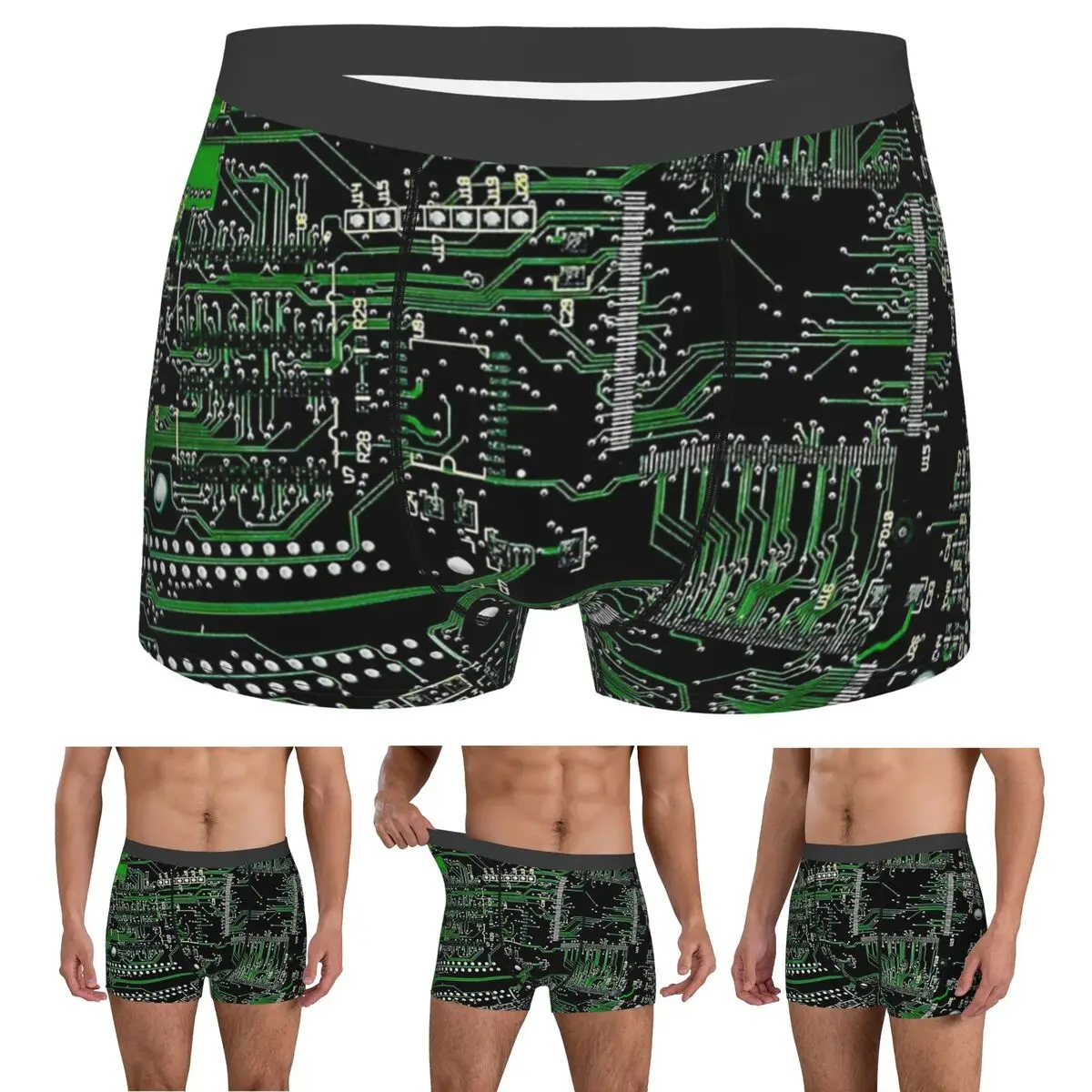 

Boxer Underpants Shorts Circuit Board Green Panties Male Breathable Underwear for Homme Man Boyfriend Gift