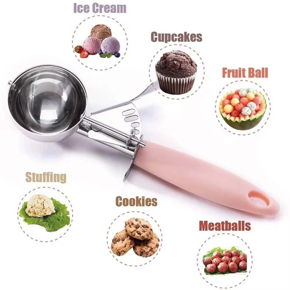 New Stainless Steel Ice Cream Scoop Multi-Function Rebound Snowball Maker Creative Fruit Scoop Gelatos