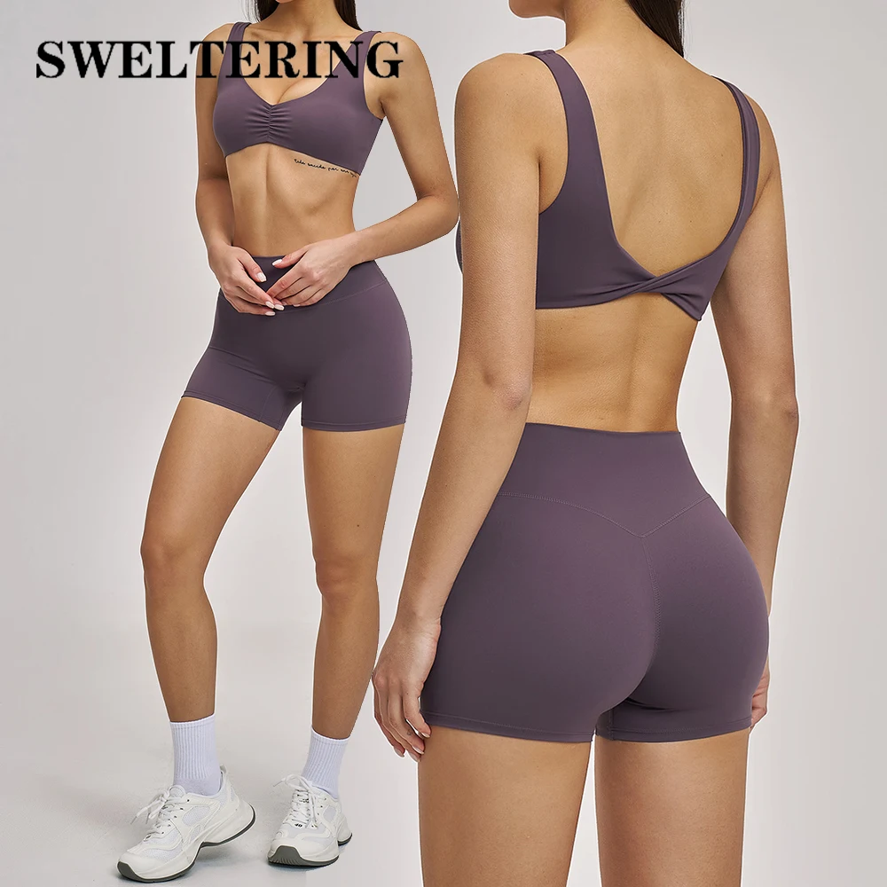 

Комплект для йоги из 2 предметов: женский спортивный костюм, быстросохнущая одежда для спортзала, женский спортивный костюм для бега и тренировок, шорты, спортивная одежда для йоги