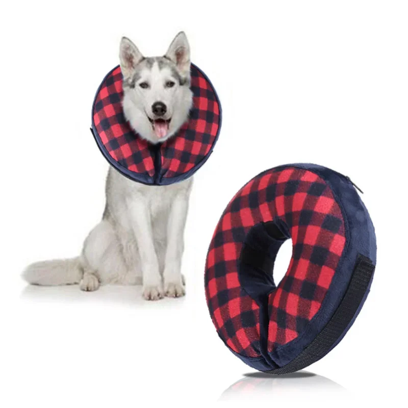 Pet Cat Dog  Circle Collar Round Shaped Cotton Adjustable Dogs Protective Neck Collar Cone Recovery Wound Collar