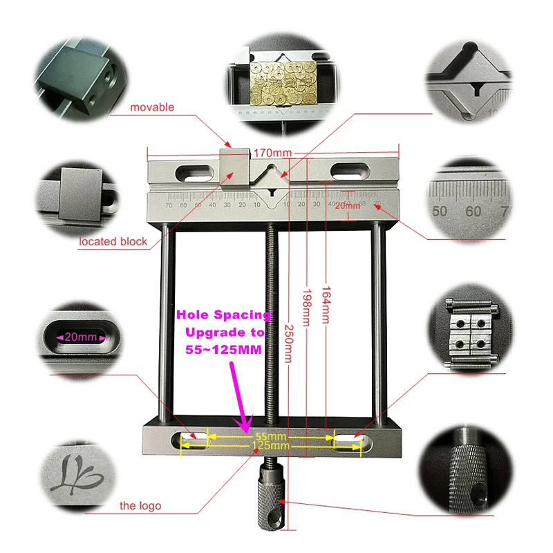 New parallel jaw CNC Flat Vice tongs 170*198mm Aluminium alloy  screw precision for Milling Machine Bench drill Vise QGG Fixture