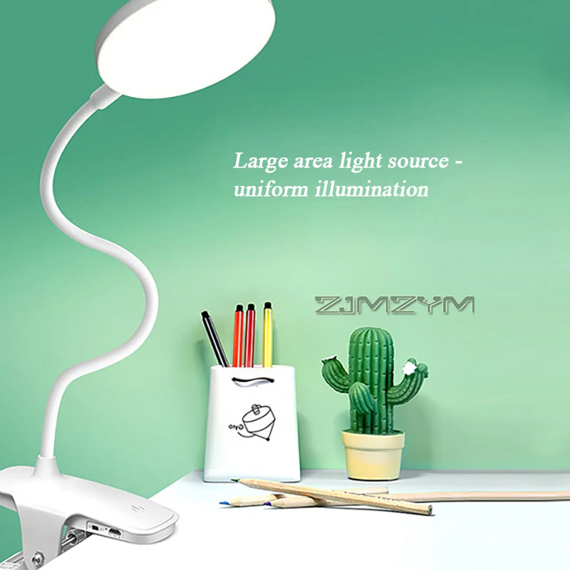 Portátil de carregamento usb braçadeira lâmpada toque inteligente três níveis brilho lâmpada leitura proteção para os olhos lâmpada cabeceira