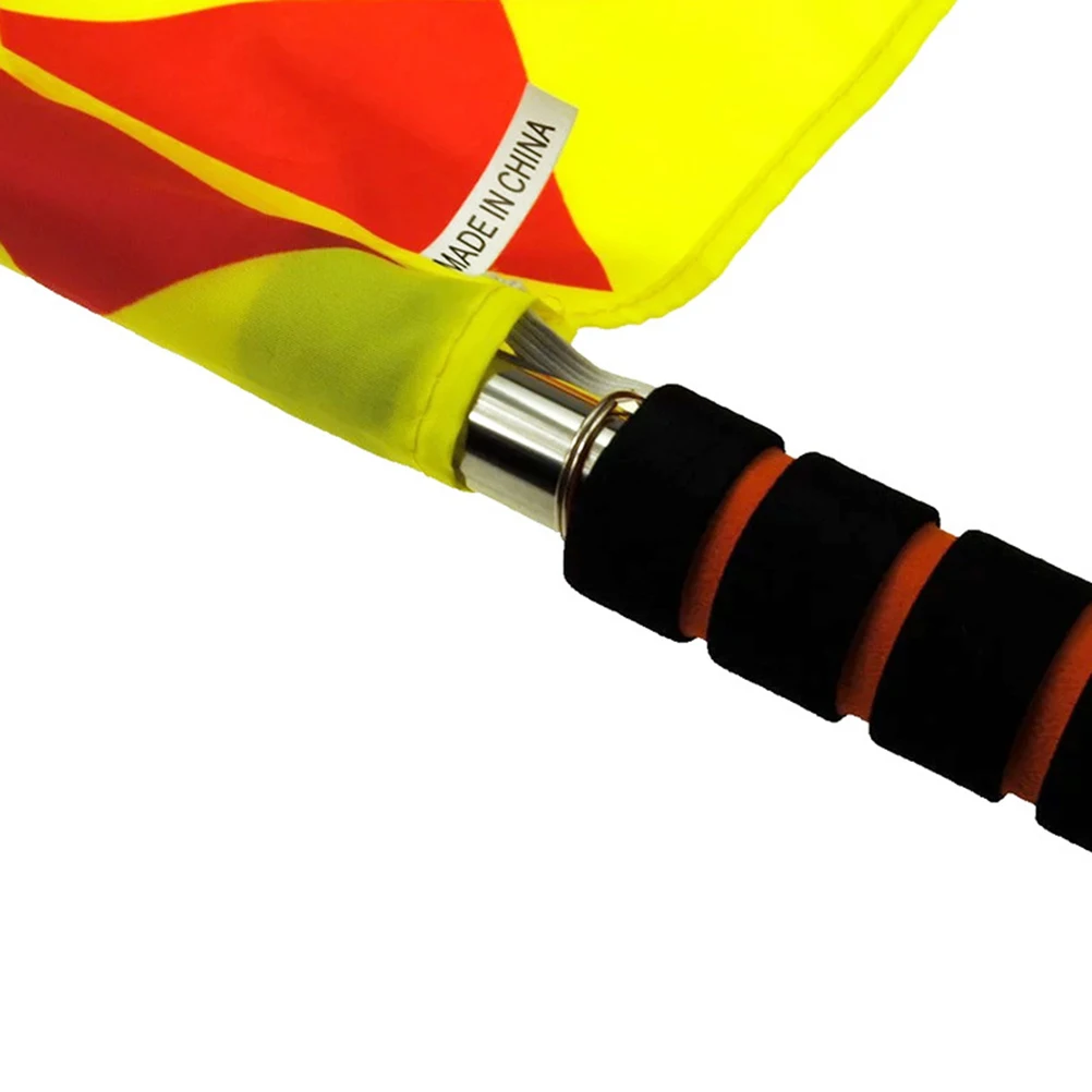 

2 pcs Stainless Steel Tube Referee Flag Football Soccer Linesman Mini Judge Hand Game Supplies Sponge Handle Wear-Resistant