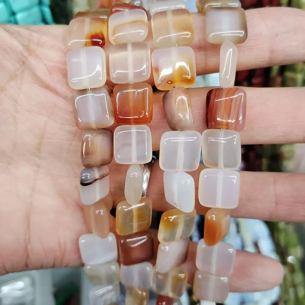 Square Natural Stone Beads Charm Crystal Jewelry Wholesale for DIY Handmade Fashion Necklace Jewelry Accessories 12x12x5mm
