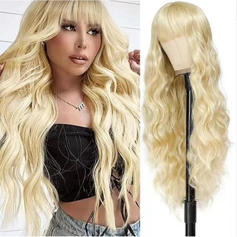 

Hair for Women, Natural Full Head , Multi-Color, Daily Air Bangs, Long Curly Water Wave Wig