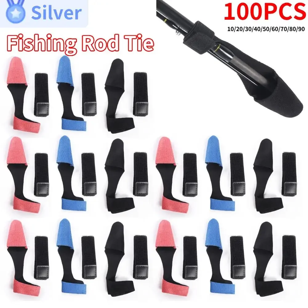 100PCS Fishing Rod Tie Elastic Tip Cover Straps Reusable Outdoor Sports Fastener Bandage Sleeves Pole Truss Cane Protector Case