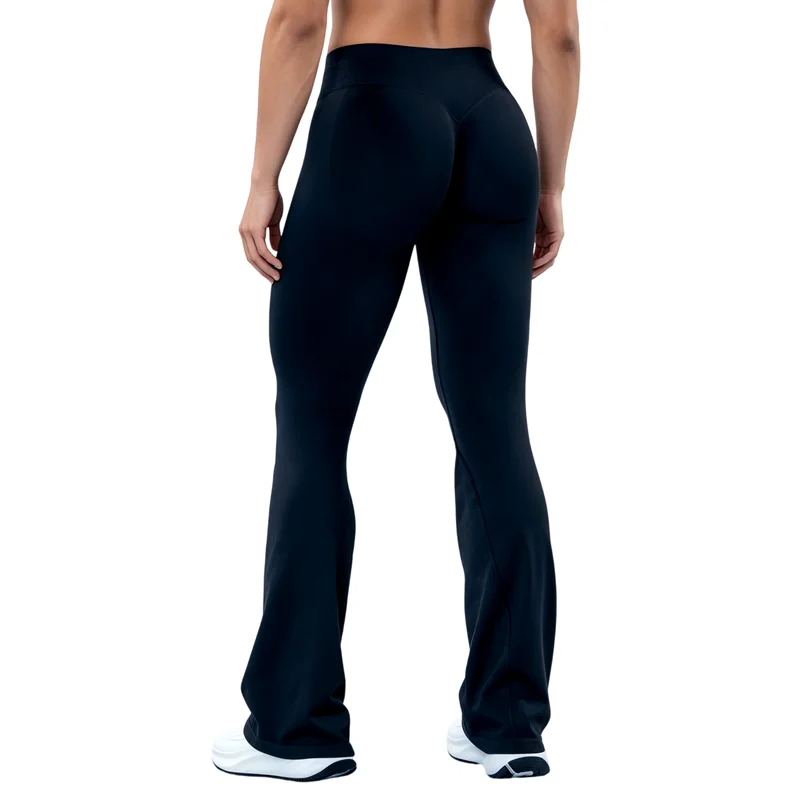 HISTELLO Sport Flared Leggings Naadloze dames yogabroek Scrunch Butt Lift Tummy Control Fitness Gym Workout-legging