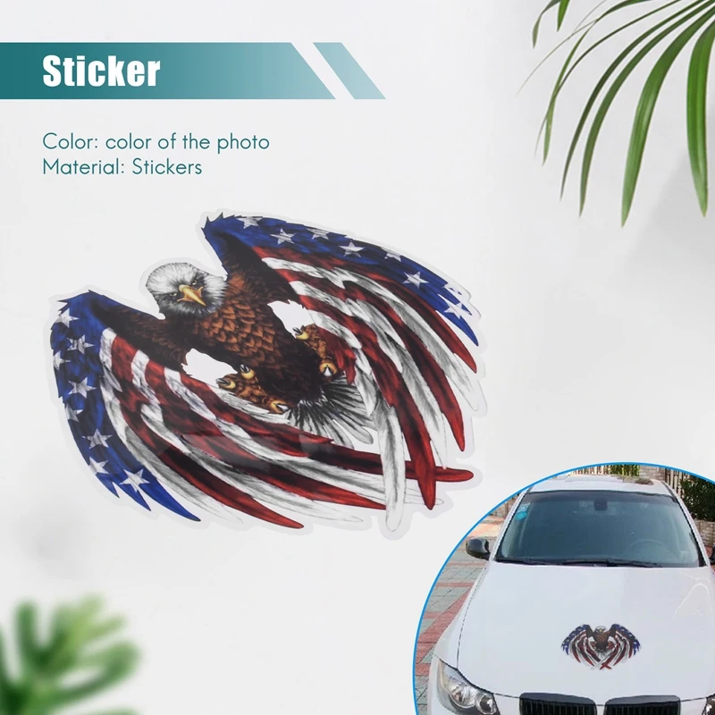 Decal Sticker For Car Motorcycle Eagle With USA Flag