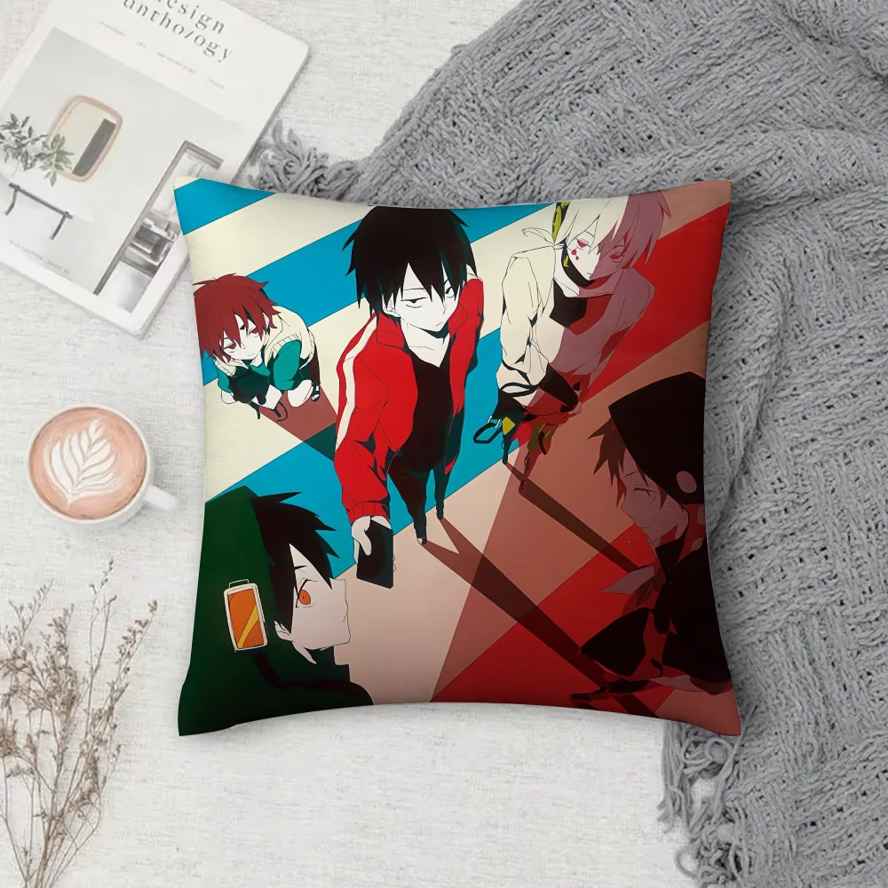 

Kagerou Project Pillow Case Square Double-Sided Printing Short Plush Sofa Cushion Cover Bedroom Bedside Pillow