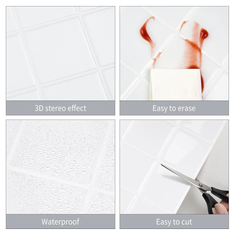 New Self-adhesive Peel and Stick Backsplash Waterproof 3D Wallpaper Home Decor 9