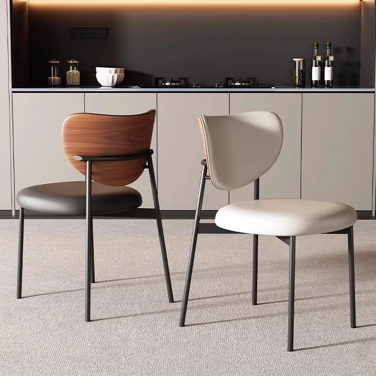 Minimalist Luxury Dining Chairs Iron Leg with PU Leather Backrest Chair Upholstered Seat Kitchen Restaurant Hotel Coffee Shop