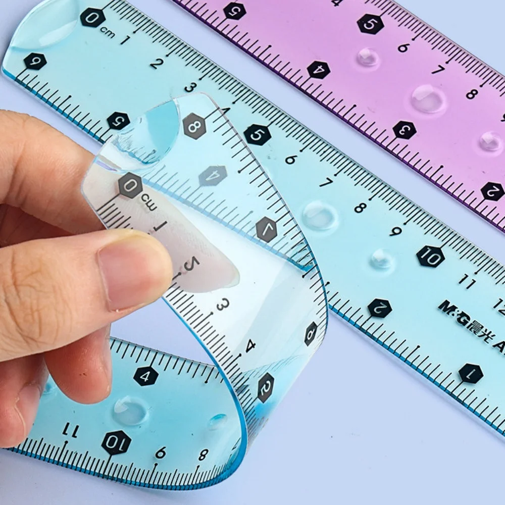 M&G Multicolour Rulers 15/20/30cm Transparent Soft Shatterproof Ruler Folding Straight Ruler Creative Stationery for Student Use