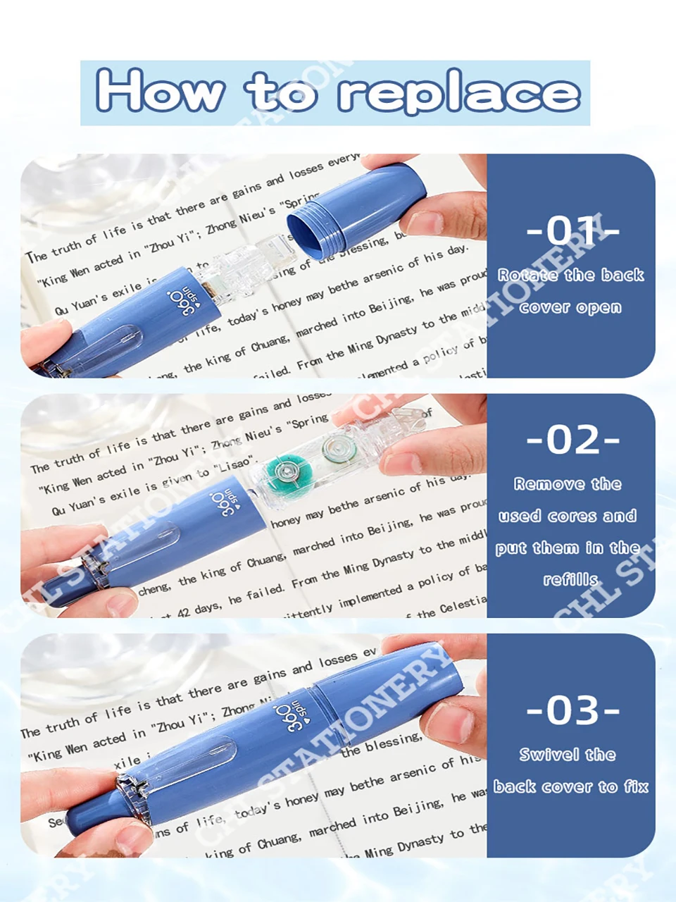 10 large-capacity double-sided tapes, 4 main bodies + 6 replacement cores, for handicrafts, gift packag, notebooks and student