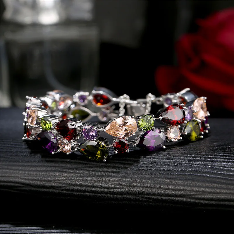 

Mona Lisa Multicolor Cubic Zircon Bracelets Bangles Luxury Wedding Bracelets for Women Crystal Jewelry