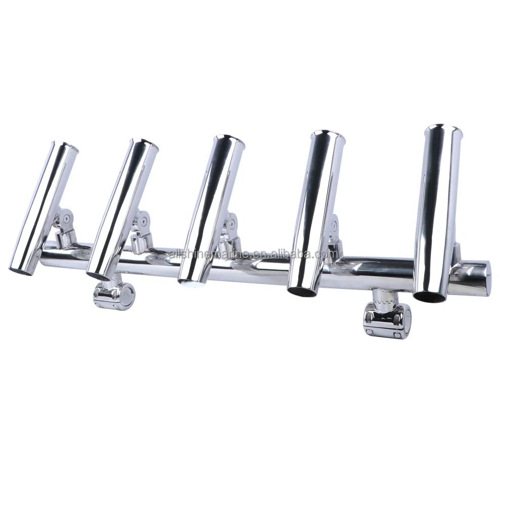 Allshine Marine Boat Marine Accessories Stainless Steel Boat Fishing Rail Mount 5 Rod Holders