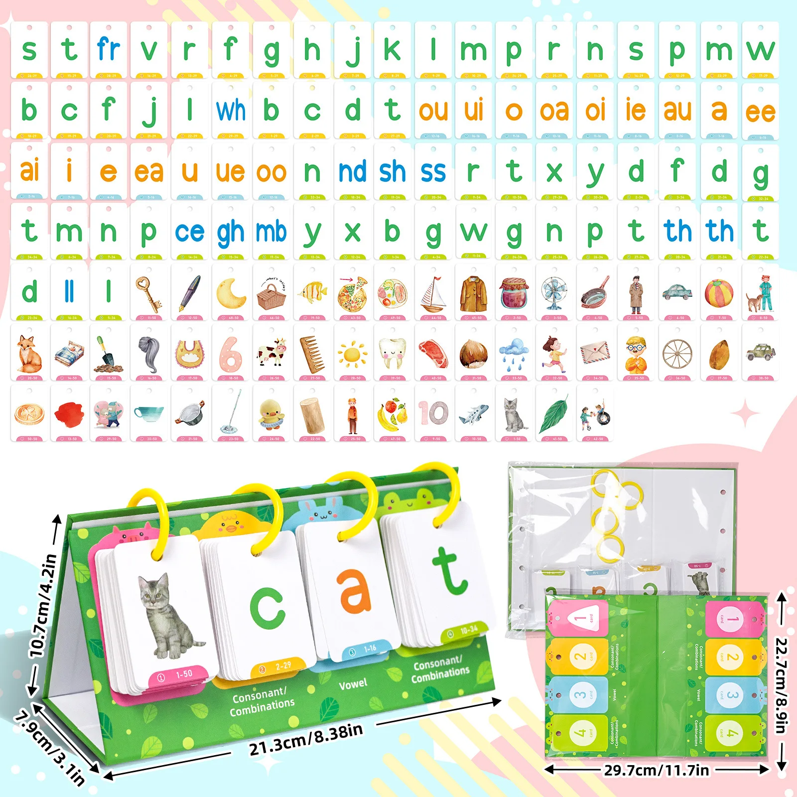 Carte éducative de mots visuels pour enfants, modèle de table pour enfants, carte graphique d'illumination précoce, jouets Leone nitive, 129 pièces