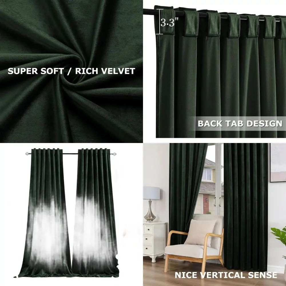 

Винтажные роскошные темно-зеленые бархатные шторы, тяжелые изолированные шторы для спальни, 52x84, 2 панели, затемнение комнаты