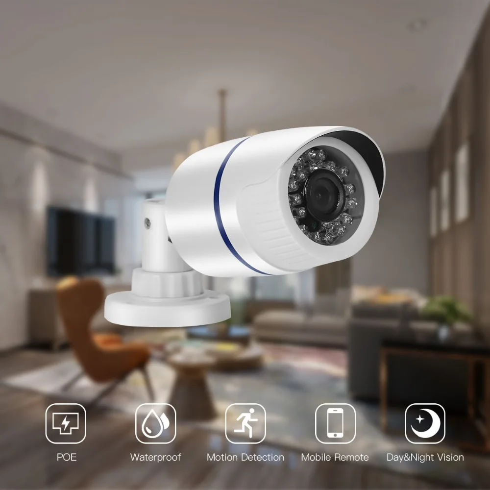 AZISHN-Caméra de surveillance IP HD 4MP NVR, dispositif de sécurité sans fil, avec vision nocturne et audio, P2P, XMeye