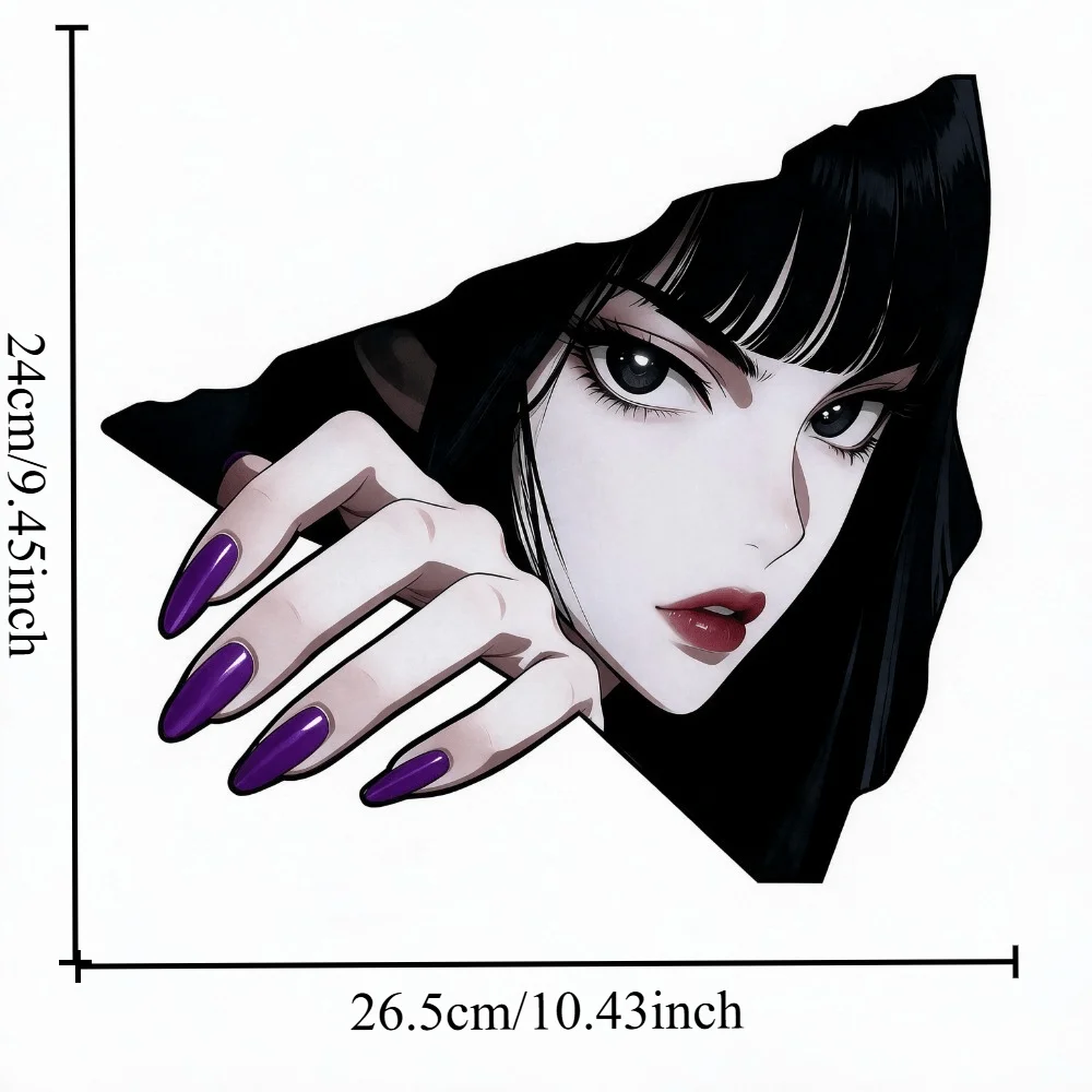 1pc 2D Flat Gothic Peeking Girl Vinyl Sticker 1Pc, Waterproof UV Resistant, for Car Motorcycle SUV Decor, Holiday Gift
