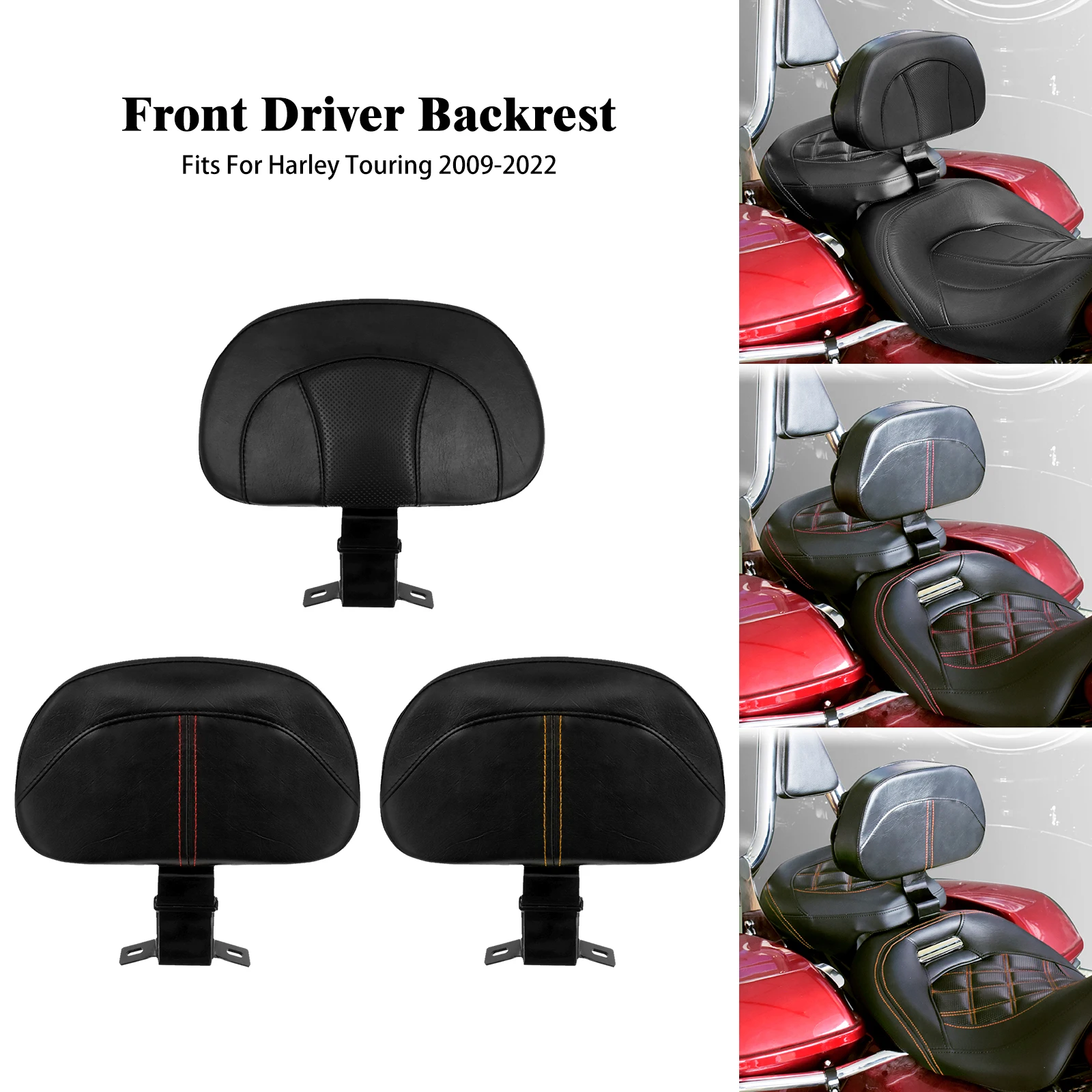 

Motorcycle Front Driver Rider Backrest Mounting Kit Black For Harley Touring Electra Street Road Glide CVO Road King 2009-2022