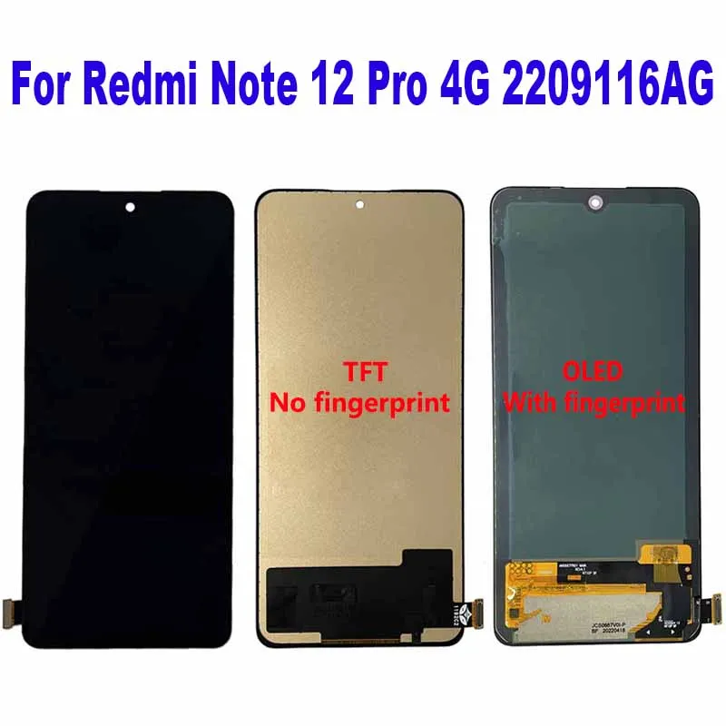 

For Redmi Note 12 Pro 4G ‎2209116AG 2209116AG LCD Display Touch Screen Digitizer Assembly Replacement Accessory