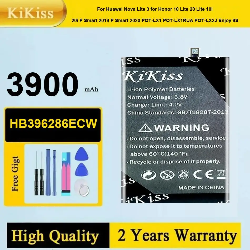 

Аккумулятор HB396286ECW емкостью 3900 мАч для Huawei Nova Lite 3 Honor 10 20 10I 20I P Smart 2019 2020 POT-LX1 Enjoy 9S