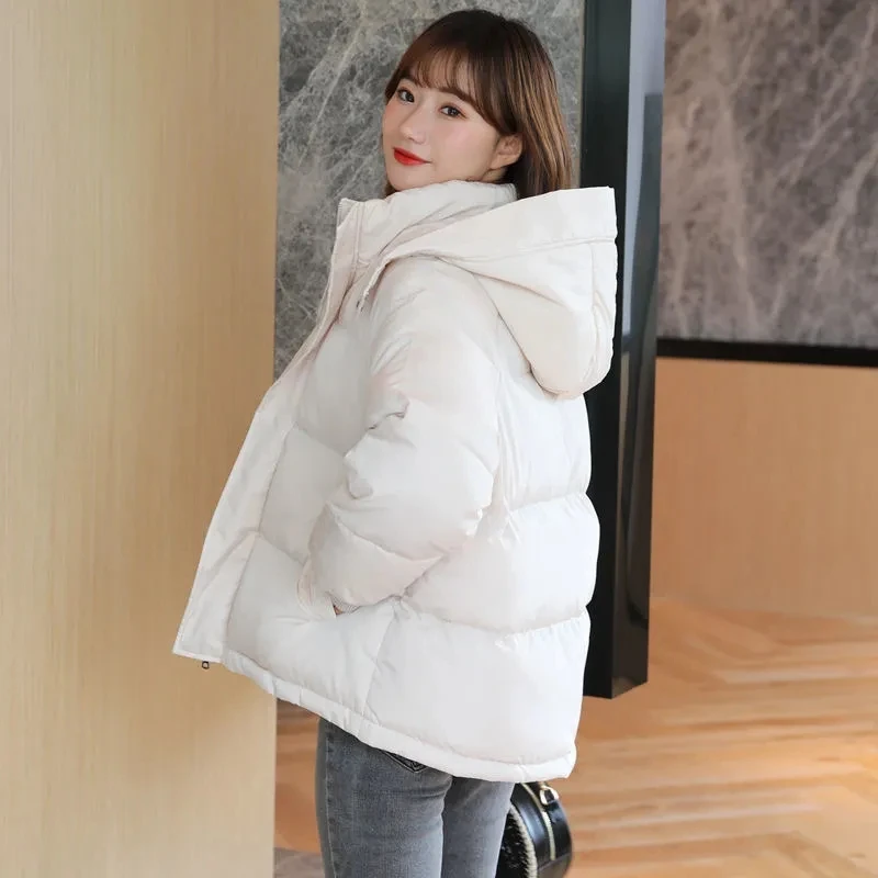 2024 New Winter Jacket Women Puffy Parkas Hooded Thick Down Cotton Padded Parka Female Jacket Short Coat Slim Warm Outwear