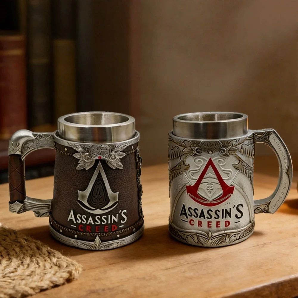 

Retro Gaming 3D Carved Beer Mug Large Capacity Resin Stainless Steel Tankard Wine Cup Drinkware Coffee Mug Gift Bar Decoration