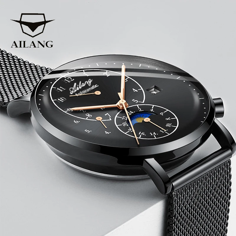 Authentic fully automatic mechanical watch fashion men\'s watch waterproof fine steel simple night light 2018 new men\'s watch