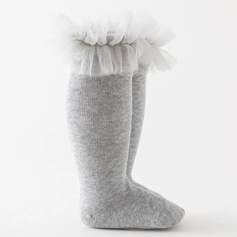 Baby Meisjes Sokken Herfst Winter Peuters Kinderen Knie Hoge Sokken Zachte Katoenen Ruche Mesh Kant Bloembuis Kids Sok Calcetines