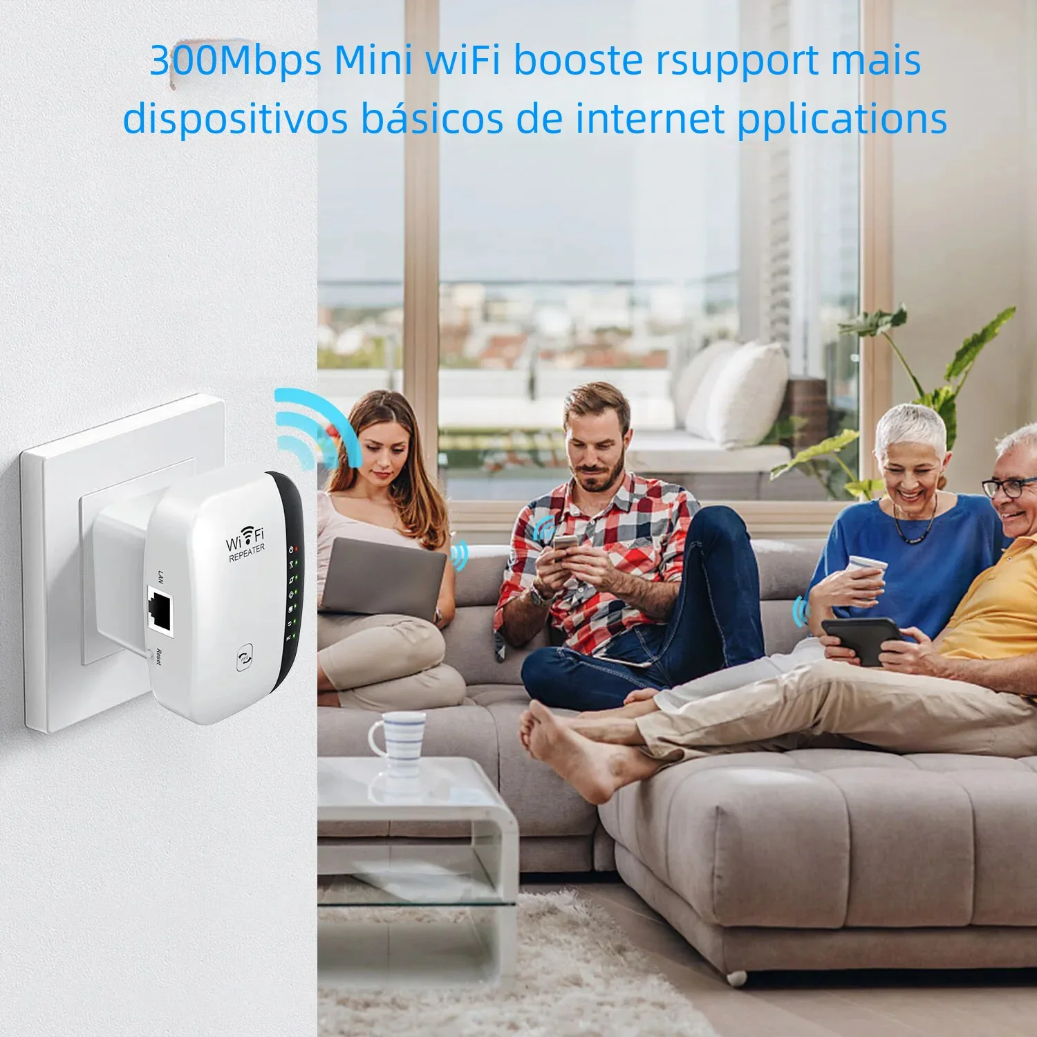 Répéteur WiFi sans fil pour PC, 300Mbps, extension WiFi, amplificateur, booster, routeur, stérilisation, 11N WPS, longue portée, 7 lumière d\'état