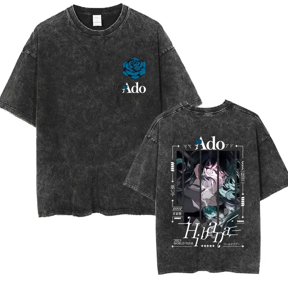 

Washed Vintage Ado World Tour 2025 Hibana T-shirt Men Women Fashion Retro Japanese Style T Shirt Unisex Casual Oversized Tshirt